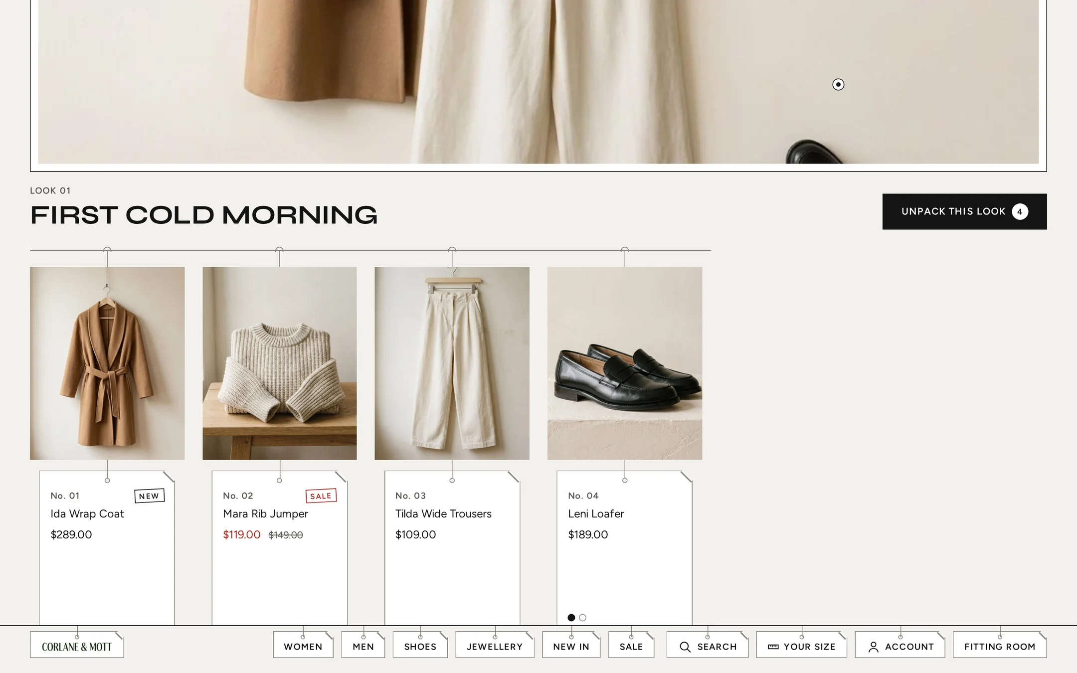 Look Index: Unpack this look lays the pieces out as swing tags with prices